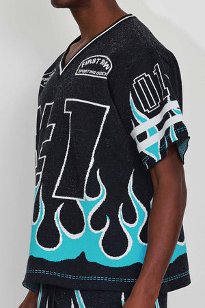 First Row FRW1002 Men's Graphic Stadium Jacquard Sweater Black