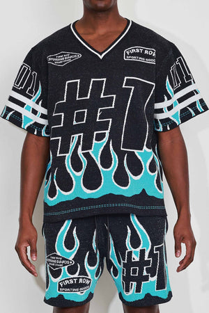 First Row FRW1002 Men's Graphic Stadium Jacquard Sweater Black