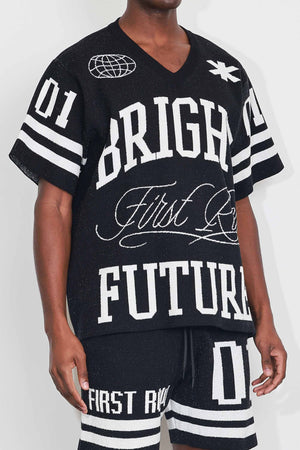 First Row FRW1001 Men's Graphic Stadium Jacquard Sweater Black