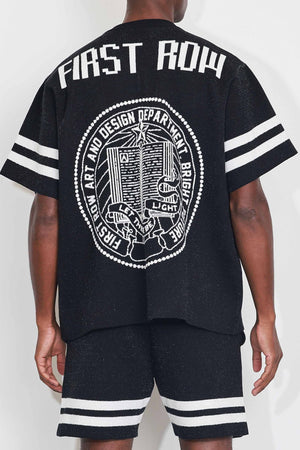 First Row FRW1001 Men's Graphic Stadium Jacquard Sweater Black