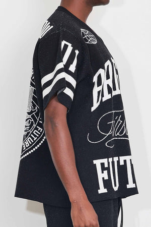 First Row FRW1001 Men's Graphic Stadium Jacquard Sweater Black