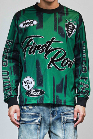 First Row FRR0013A Men's Stadium Long Sleeve Jersey T-Shirt H.Green