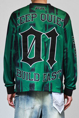 First Row FRR0013A Men's Stadium Long Sleeve Jersey T-Shirt H.Green