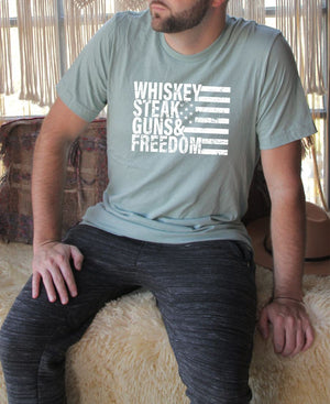 Ocean and 7th O73MN-CC Men's Whiskey Steak Guns & Freedom Tee