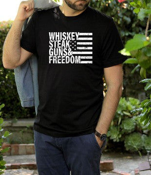 Ocean and 7th O73MN-CC Men's Whiskey Steak Guns & Freedom Tee