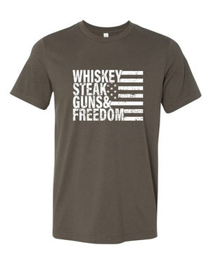 Ocean and 7th O73MN-CC Men's Whiskey Steak Guns & Freedom Tee
