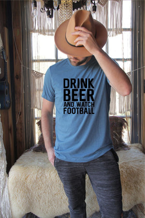 Ocean and 7th O7BEERX Men's Drink Beer Watch Football Graphic Tee