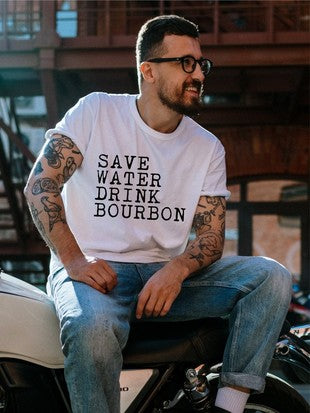 Ocean and 7th O7BOURBON-CC Men's Save Water Drink Bourbon Graphic Tee