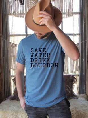 Ocean and 7th O7BOURBON-CC Men's Save Water Drink Bourbon Graphic Tee