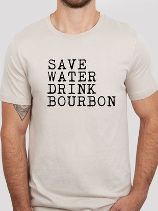 Ocean and 7th O7BOURBON-CC Men's Save Water Drink Bourbon Graphic Tee