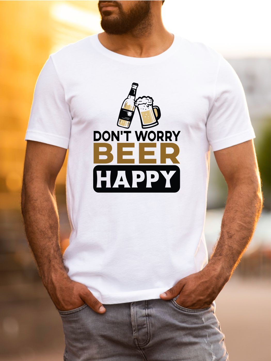 Ocean and 7th 07DWBHX Men's Don't Worry Beer Happy Graphic Tee