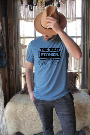 Ocean and 7th O7BESTFHRX Men's Best Father in the Galaxy Graphic Tee Ash