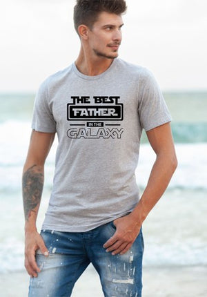 Ocean and 7th O7BESTFHRX Men's Best Father in the Galaxy Graphic Tee Ash