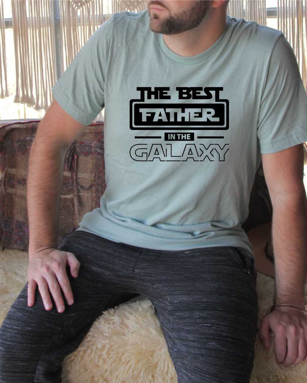Ocean and 7th O7BESTFHRX Men's Best Father in the Galaxy Graphic Tee Ash