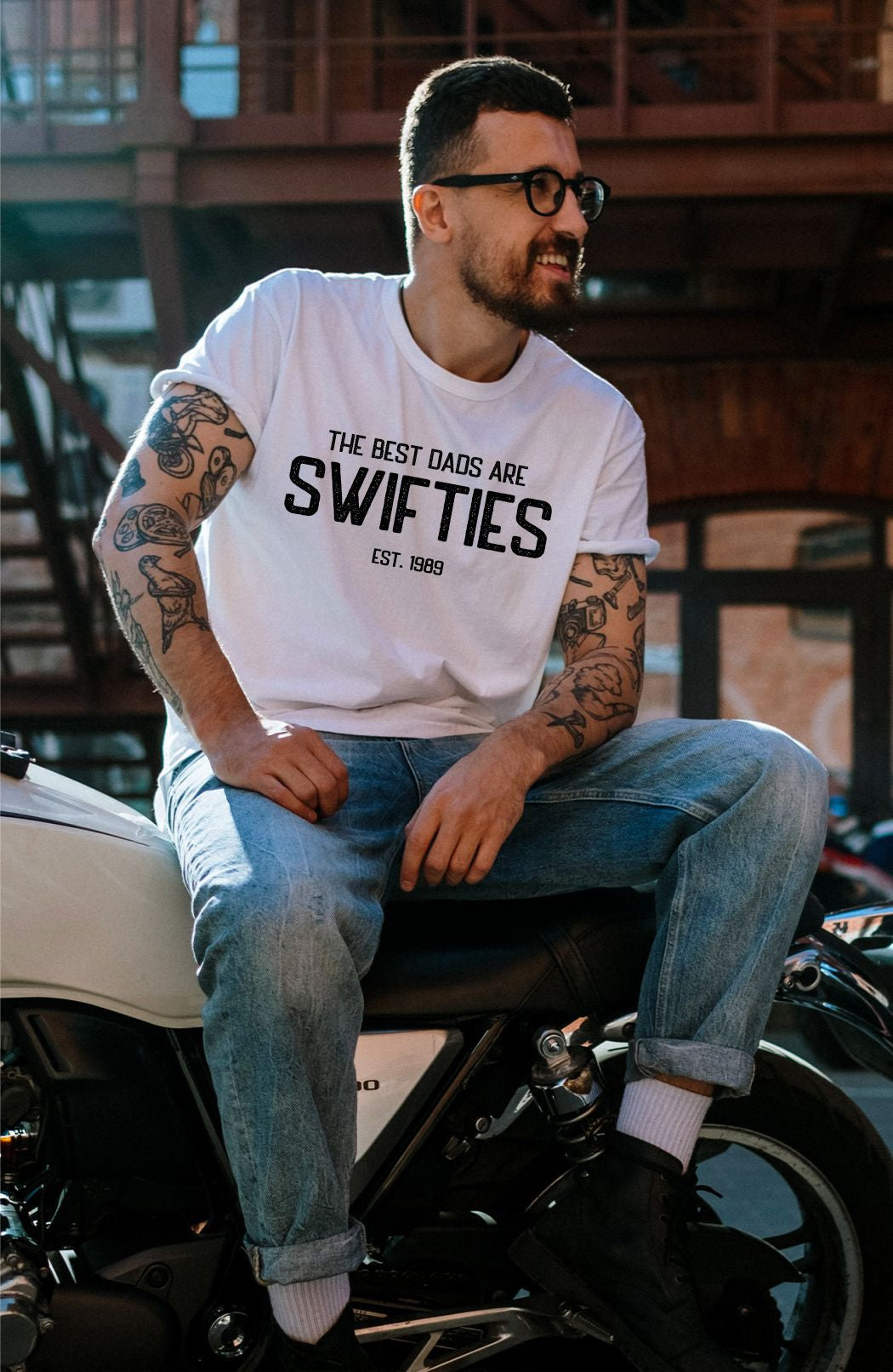 Ocean and 7th O7SFTDADX Men's T-Shirt Best Dads Are Swifties EST 1989