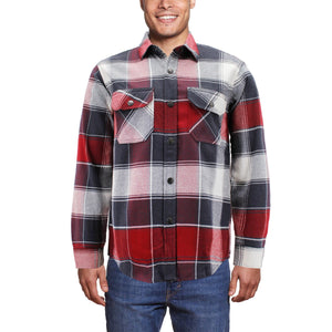 VKwear Men's 100% Cotton Long Sleeve Plaid Flannel Snap Button Shirt