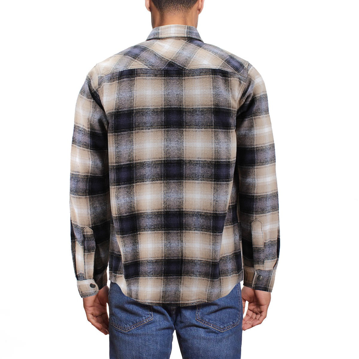 VKwear Men's 100% Cotton Long Sleeve Plaid Flannel Snap Button Shirt