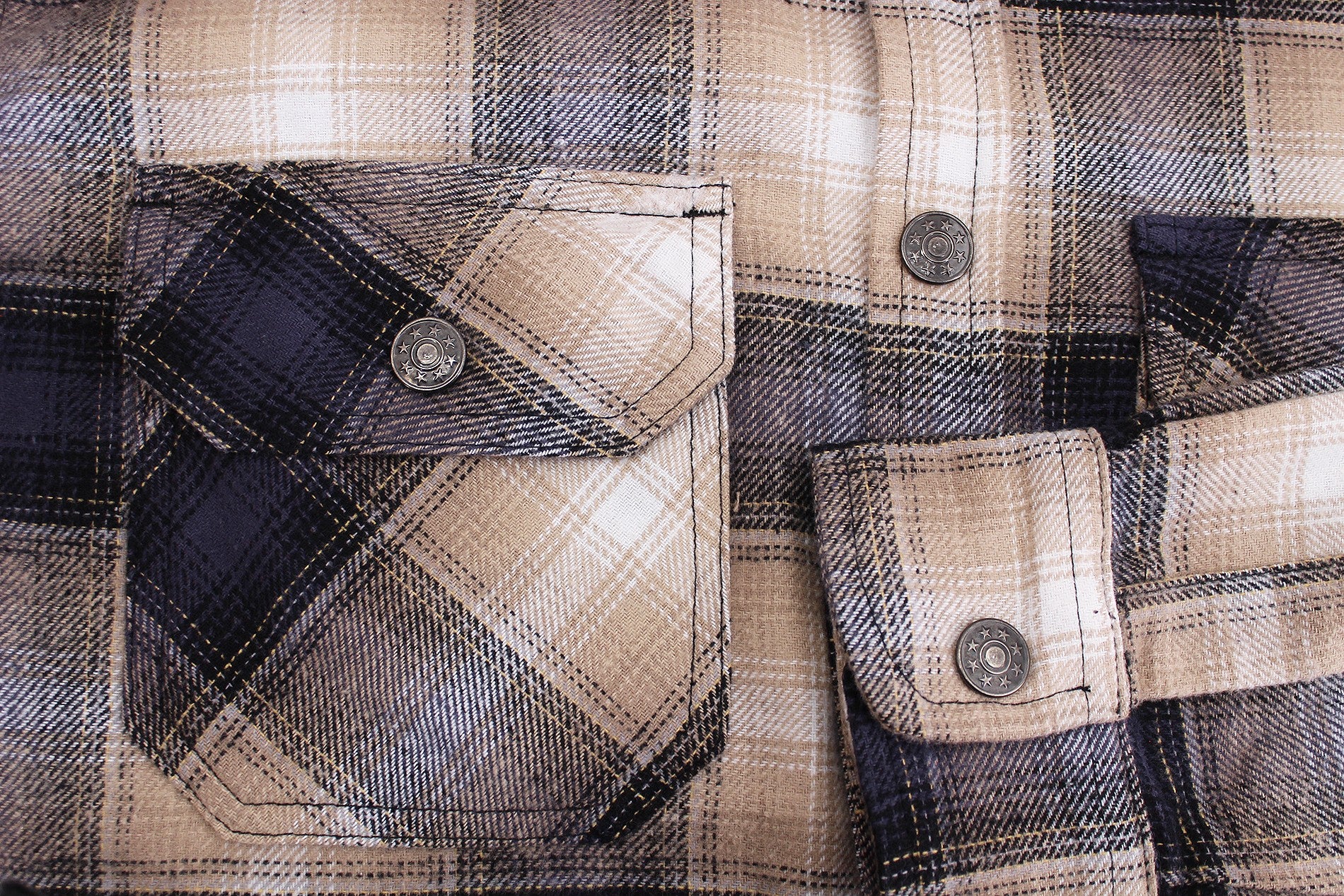 VKwear Men's 100% Cotton Long Sleeve Plaid Flannel Snap Button Shirt