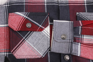 VKwear Men's 100% Cotton Long Sleeve Plaid Flannel Snap Button Shirt