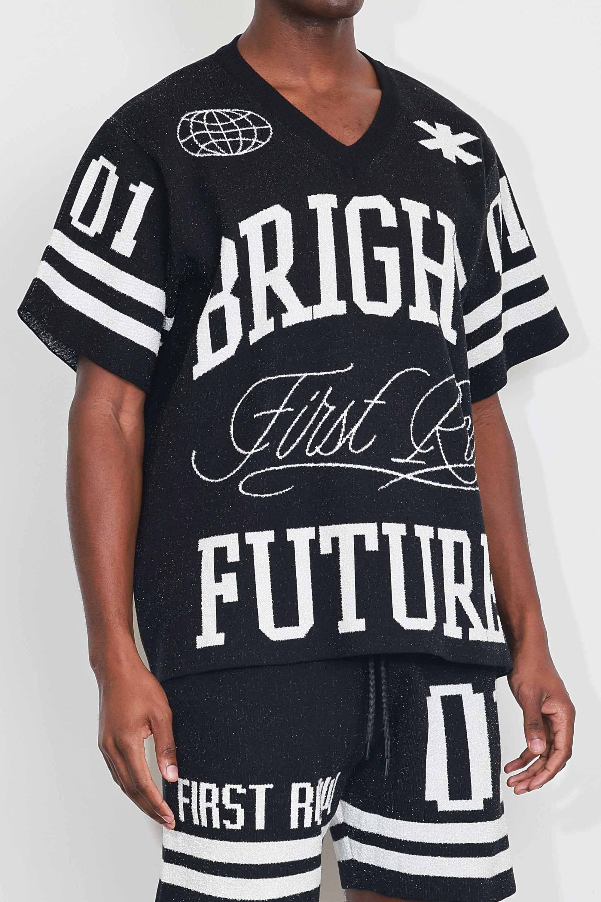 First Row FRW1001 Men's Graphic Stadium Jacquard Sweater Black