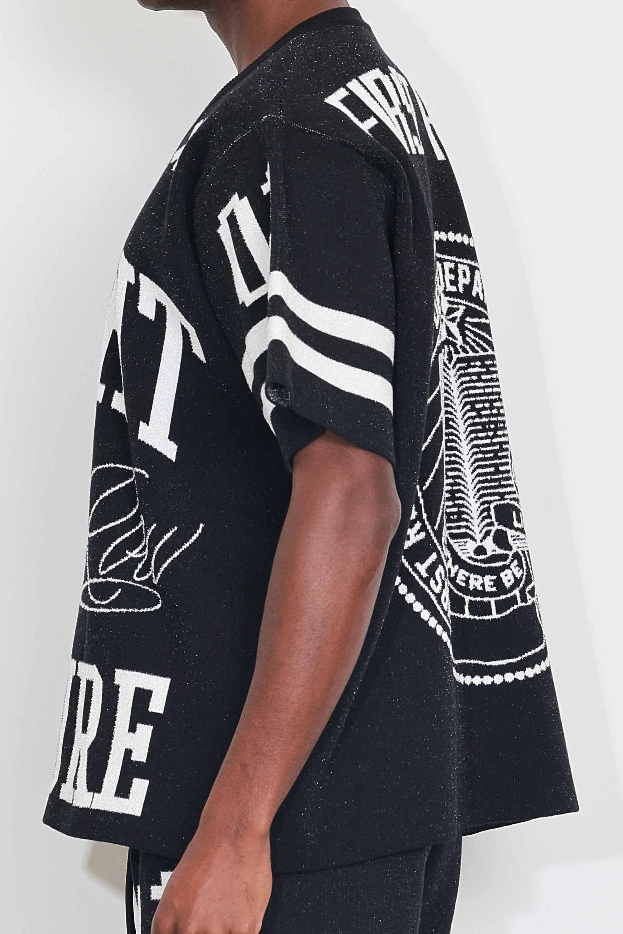 First Row FRW1001 Men's Graphic Stadium Jacquard Sweater Black