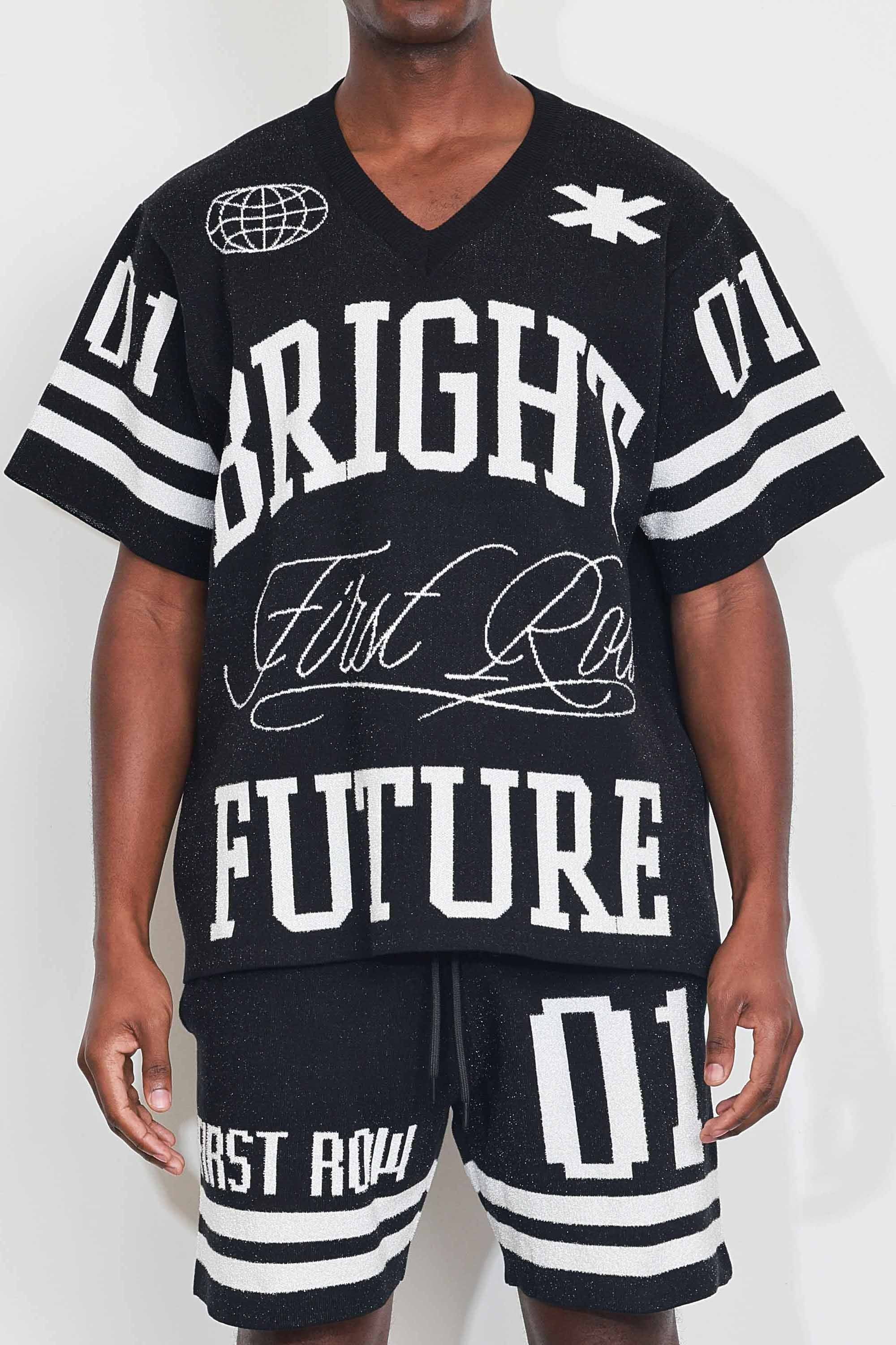 First Row FRW1001 Men's Graphic Stadium Jacquard Sweater Black