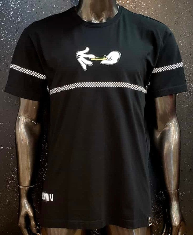 Caviar Dremes LAV 12102 BLACK Men's Slim Fit T-Shirt Black Micky Joint Weed