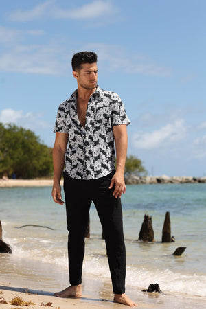 Salty Weekend SP-SLT20230702629590 Men's Seersucker Short Sleeve Button Down Shirt