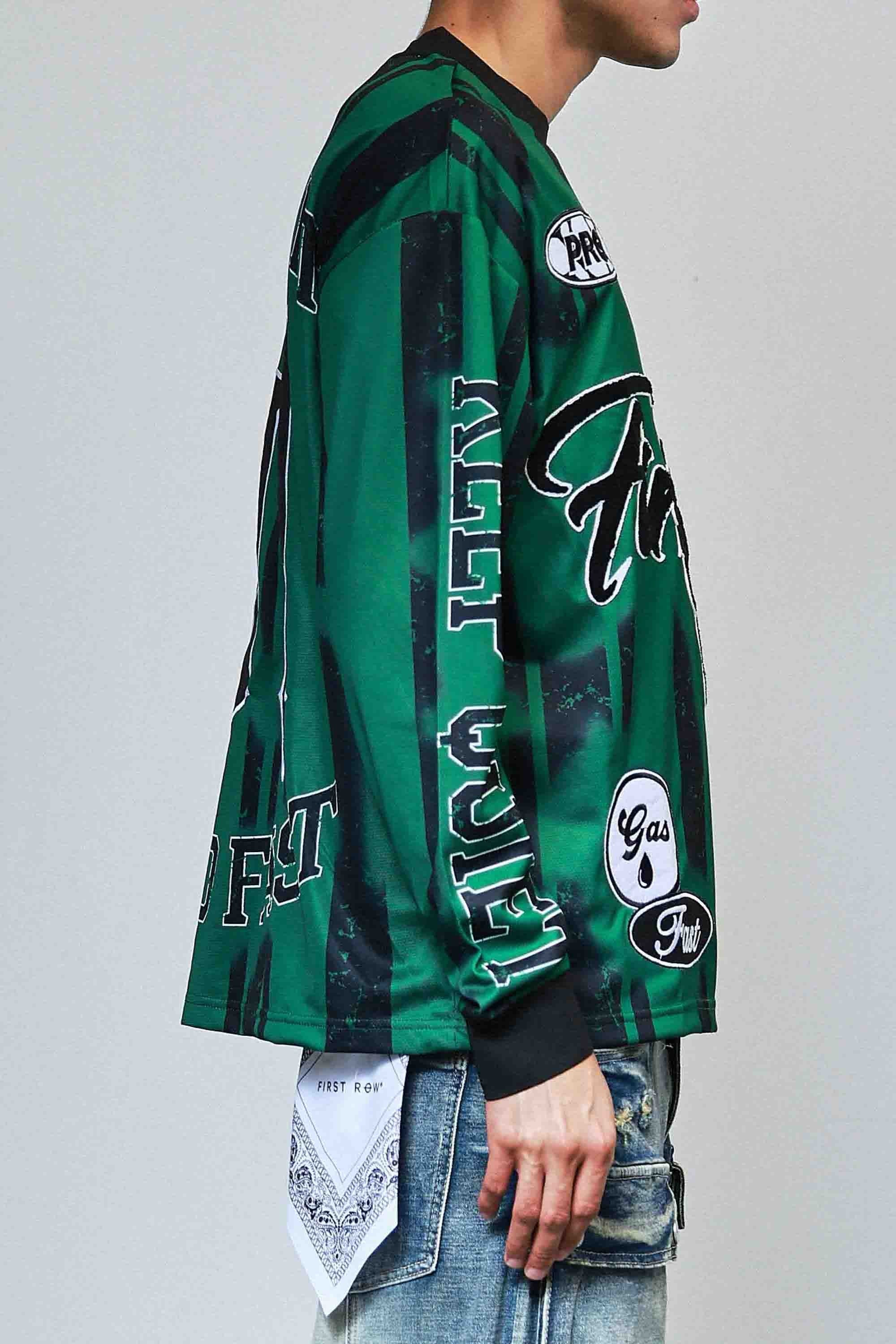 First Row FRR0013A Men's Stadium Long Sleeve Jersey T-Shirt H.Green