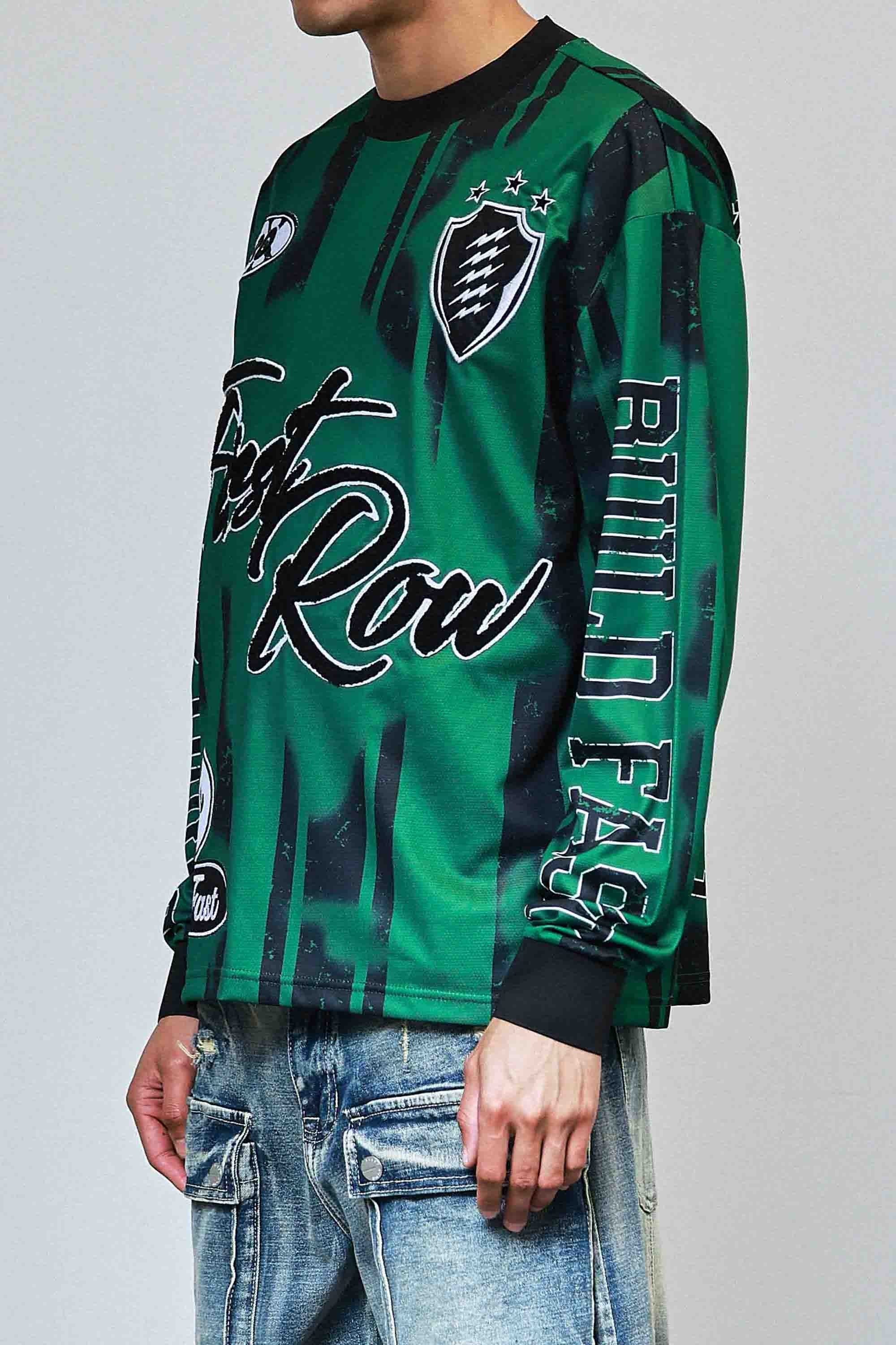 First Row FRR0013A Men's Stadium Long Sleeve Jersey T-Shirt H.Green