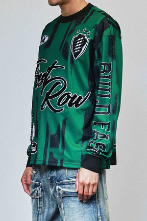 First Row FRR0013A Men's Stadium Long Sleeve Jersey T-Shirt H.Green