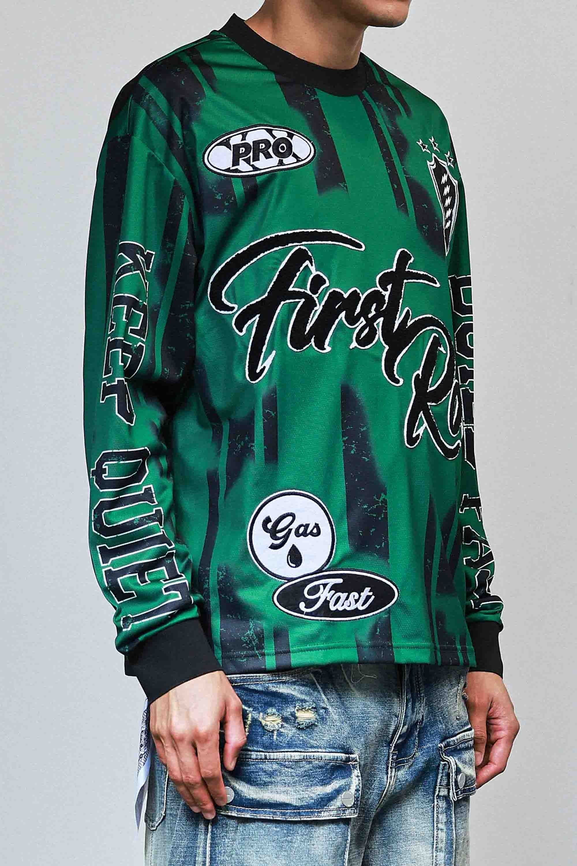 First Row FRR0013A Men's Stadium Long Sleeve Jersey T-Shirt H.Green