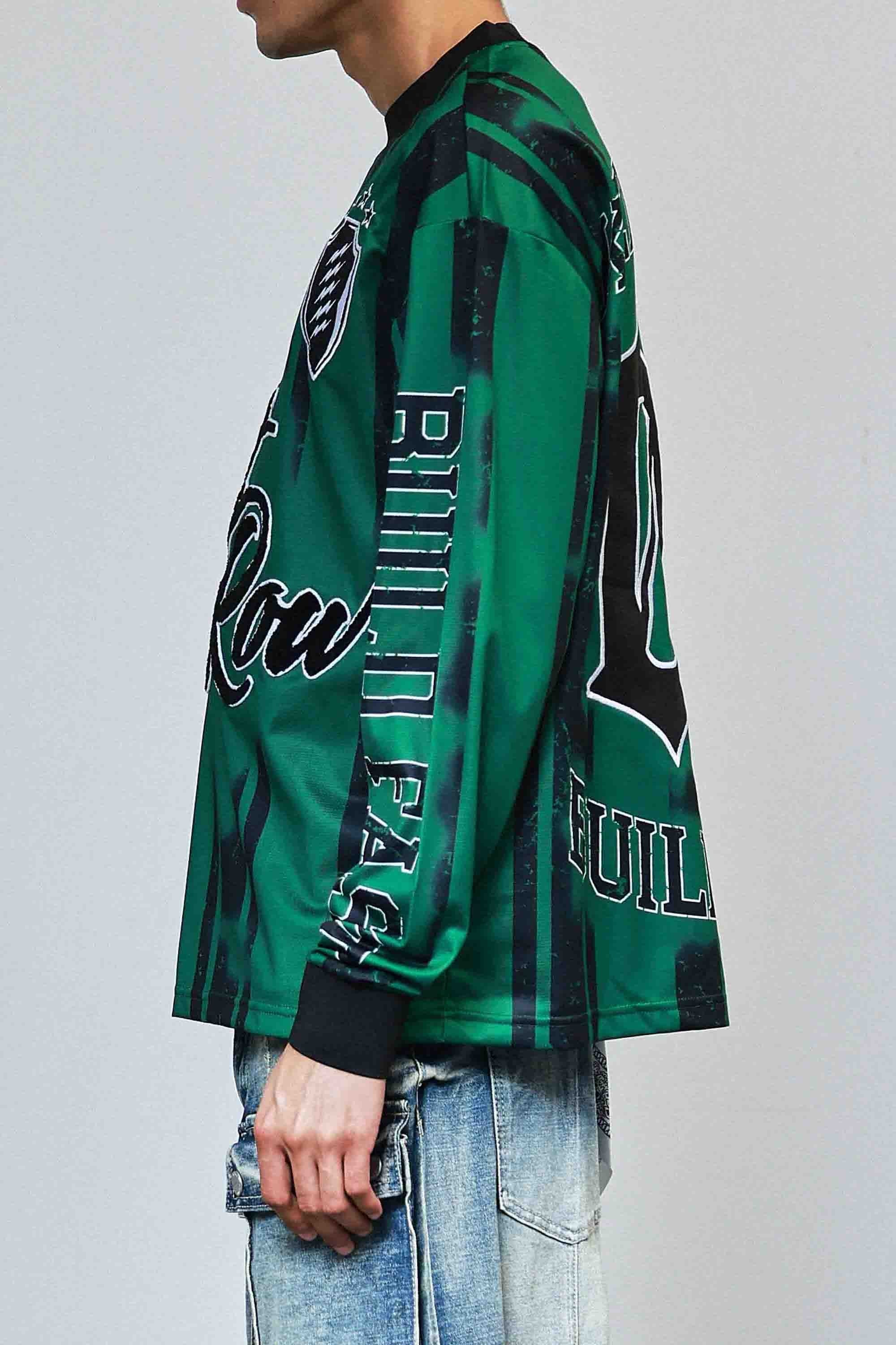First Row FRR0013A Men's Stadium Long Sleeve Jersey T-Shirt H.Green